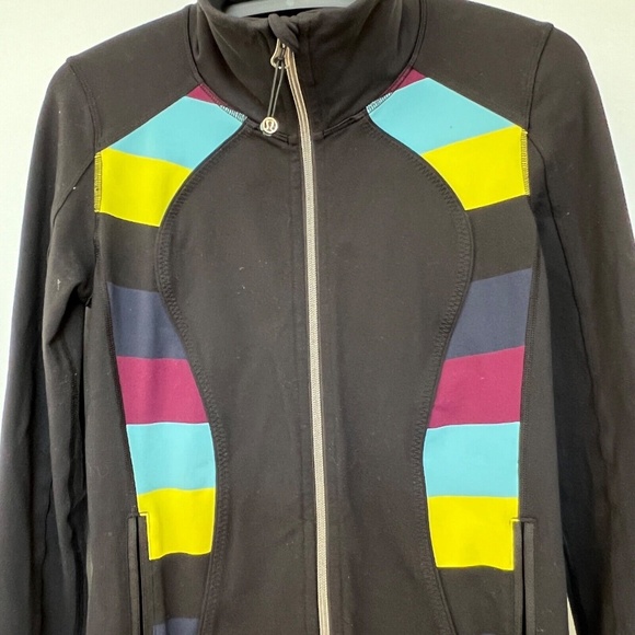 Lululemon JACKET Long Sleeves Full Zip Color Block Black Blue Yellow Size 6 ?? - Picture 3 of 6